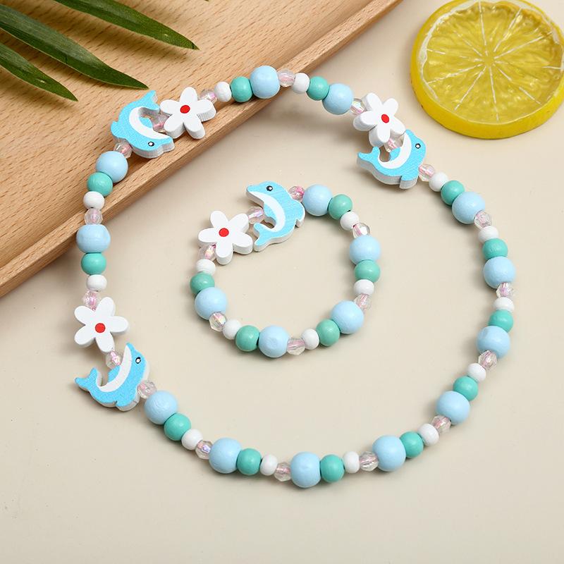 2pcs Children's Luminous Necklace Bracelet Set Cartoon Princess Jewelry Accessories Makeup Toys for Kids Girls Birthday Gifts