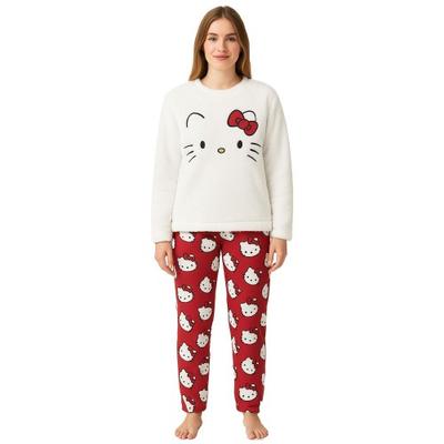 Damen/Damen Fleece Lang Pyjama Set