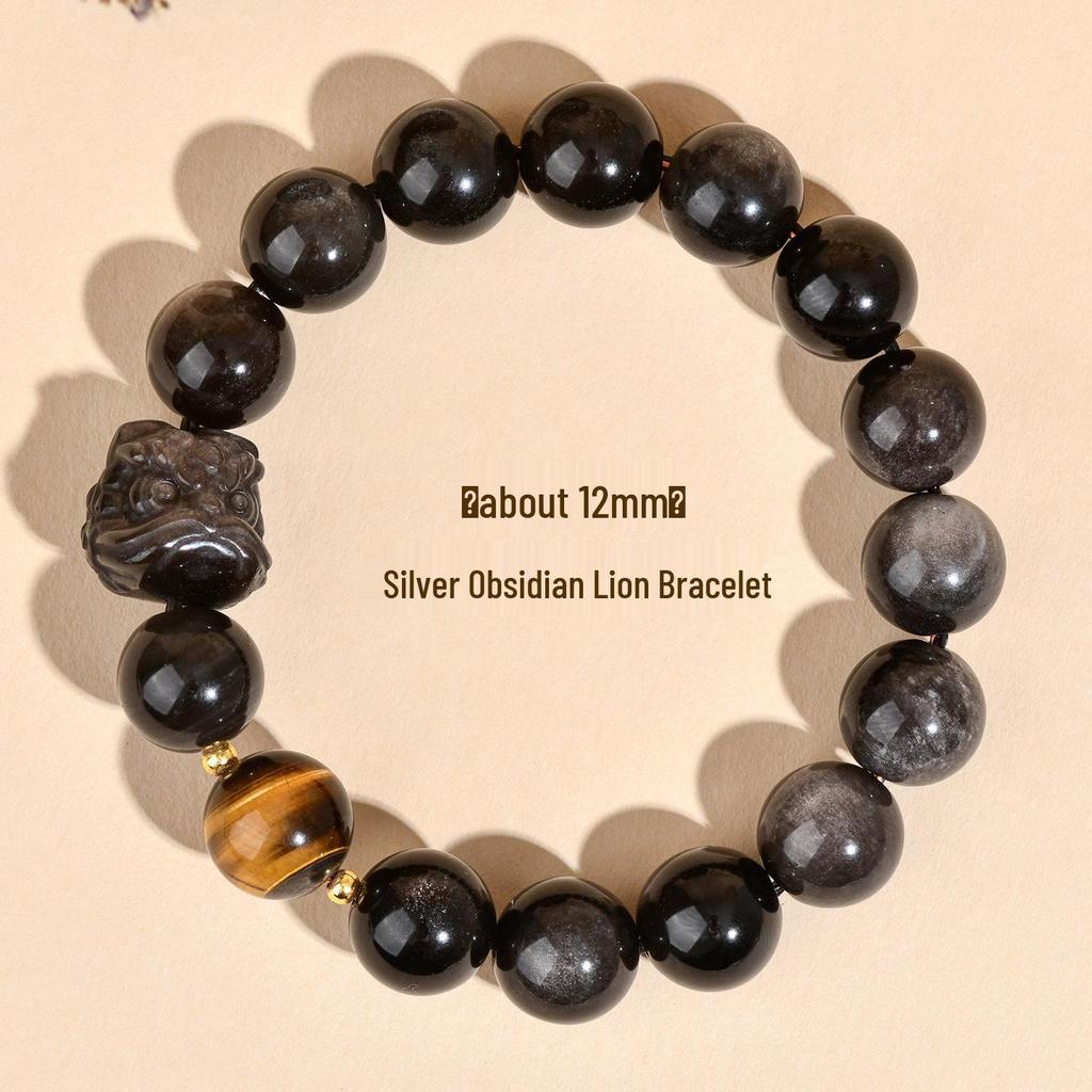 Obsidian Lion Dance Single-Loop Bracelet: Trendy Unisex Bestseller