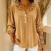 Women's Corduroy Ruffle Collar V-Neck Long Sleeve Top