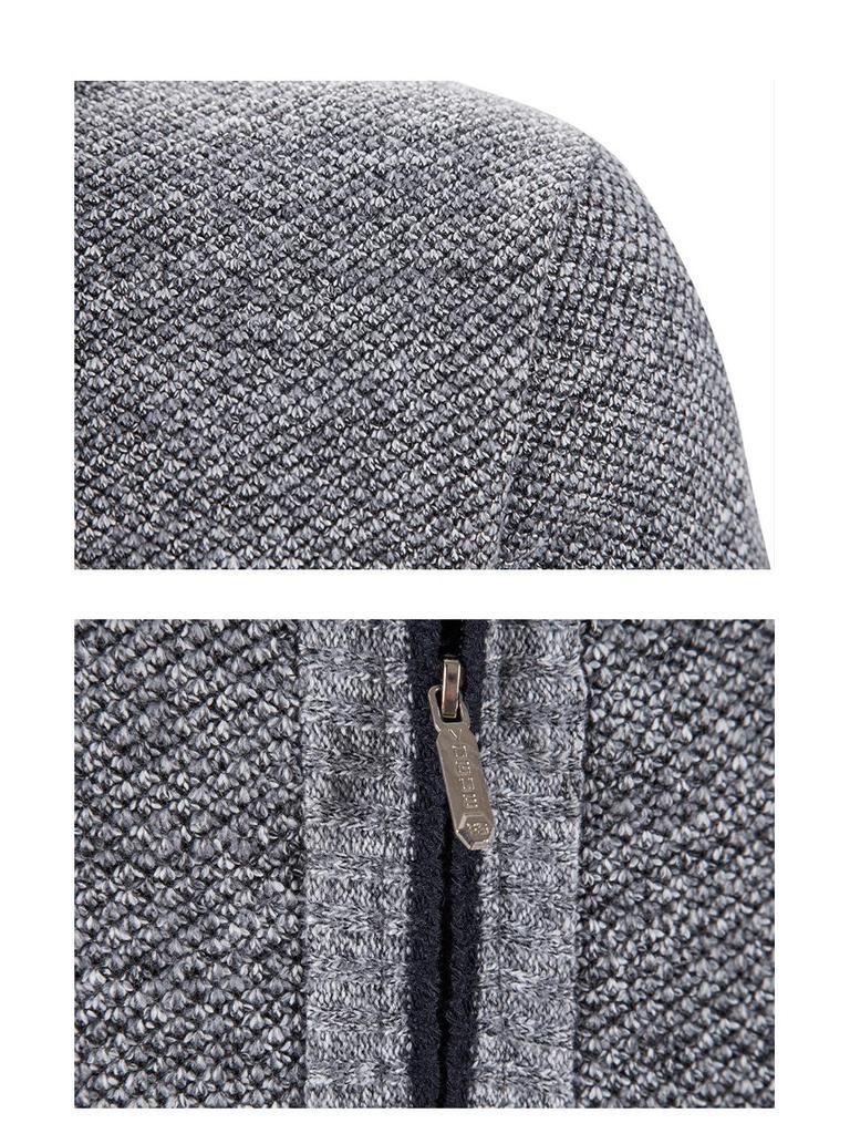 2024 Men's Autumn/Winter Stand-Up Collar Fleece-Lined Cardigan Sweater
