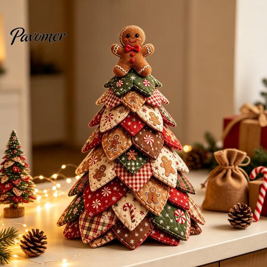 Creative Christmas Gifts for Crafters DIY Quilted Tree Kit, 3D Fabric Patchwork Craft Set Holiday Decorations Beginners, Handmade Tabletop Decor with