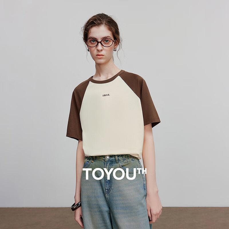 Chuyu Women's 2025 Summer Cotton Antimicrobial Contrast Letter Print Short Sleeve T-Shirt