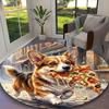 1pc Office Carpet, Kawaii Dog Chair Rug, Living Room Printed Round Rug, Home Chair Floor Mat