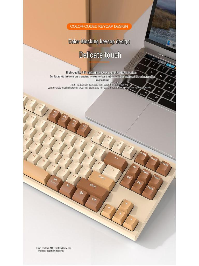 Free Wolf M88 Wireless Mechanical Keyboard with Dual-Mode Bluetooth, PBT Keycaps for Gaming and Office Use.
