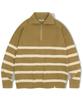 FILLUMINATE Striped Half Knit Zip-Up - Beige