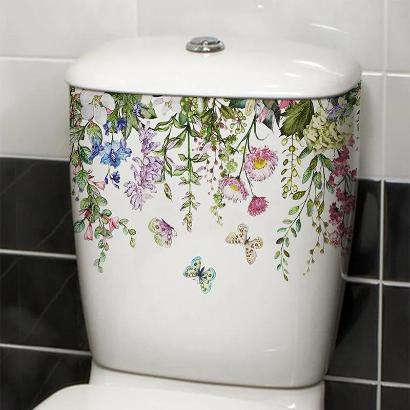 

Green Plant Leaves Wall Sticker Bathroom Toilet Sticker WC Self Adhesive Mural PVC Flower Toilet Lid Decal Home Decoration 25x35cm