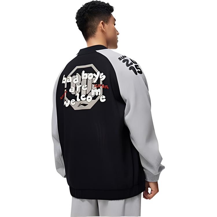Li Ning BADFIVE Baseballjacke Herren Schwarz Heather Grau AJDT625-3