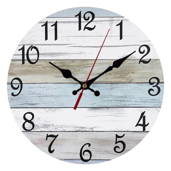 10 Inch Rustic Wooden Wall Clock Easy Installation Battery Operated Round Easy to Read Silent No Ticking Clock Kitchen Living Room Bathroom Farmhouse