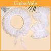 White Doublelayer Lace Gloves With Crystal Accents For Formal Events And Parties