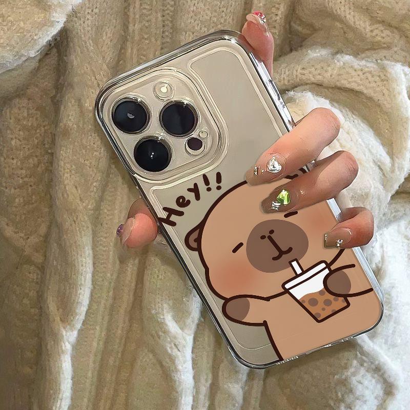 Drink Capybara Phone Case for iPhone 17 Air 16 15 14 13 12 11 Pro Max Plus Mini Xs X 8 7 Soft Transparent Cover Fundas Accessory
