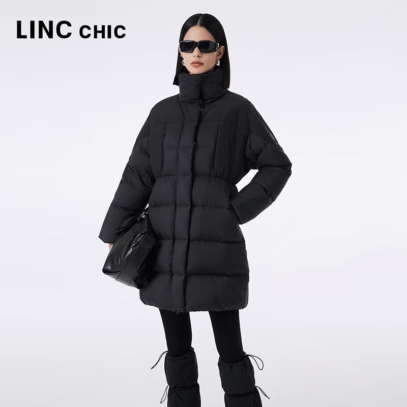 Jinyujie Women's High-Neck Mid-Length Goose Down Puffer Coat