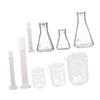 ULTECHNOVO 9-Piece Scientific Laboratory Glassware Set: Beakers, Measuring Cylinders, and Koni Flasks