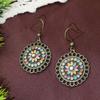 Vintage Ethnic Enamel Drop Oil Round Water Drop Earrings for Women Boho Multilcolor Beads Dangle Earring Female Pendiente Mujer