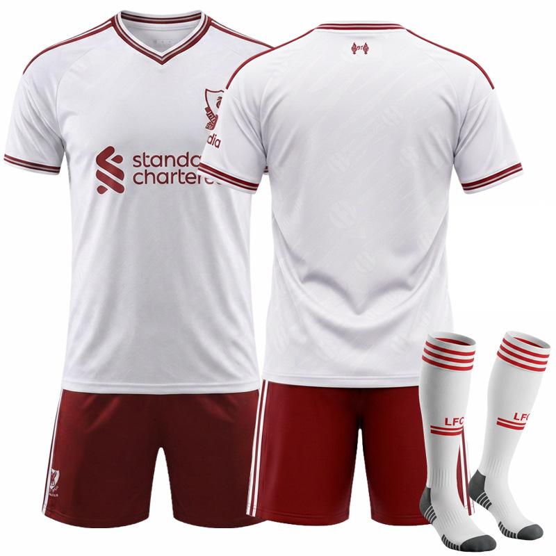 2627 Camiseta del Ejército Rojo Club Nº. 11 Uniforme de Equipo Salah para Niños Liverpool Visitante Blanco Traje de Uniforme de Fútbol