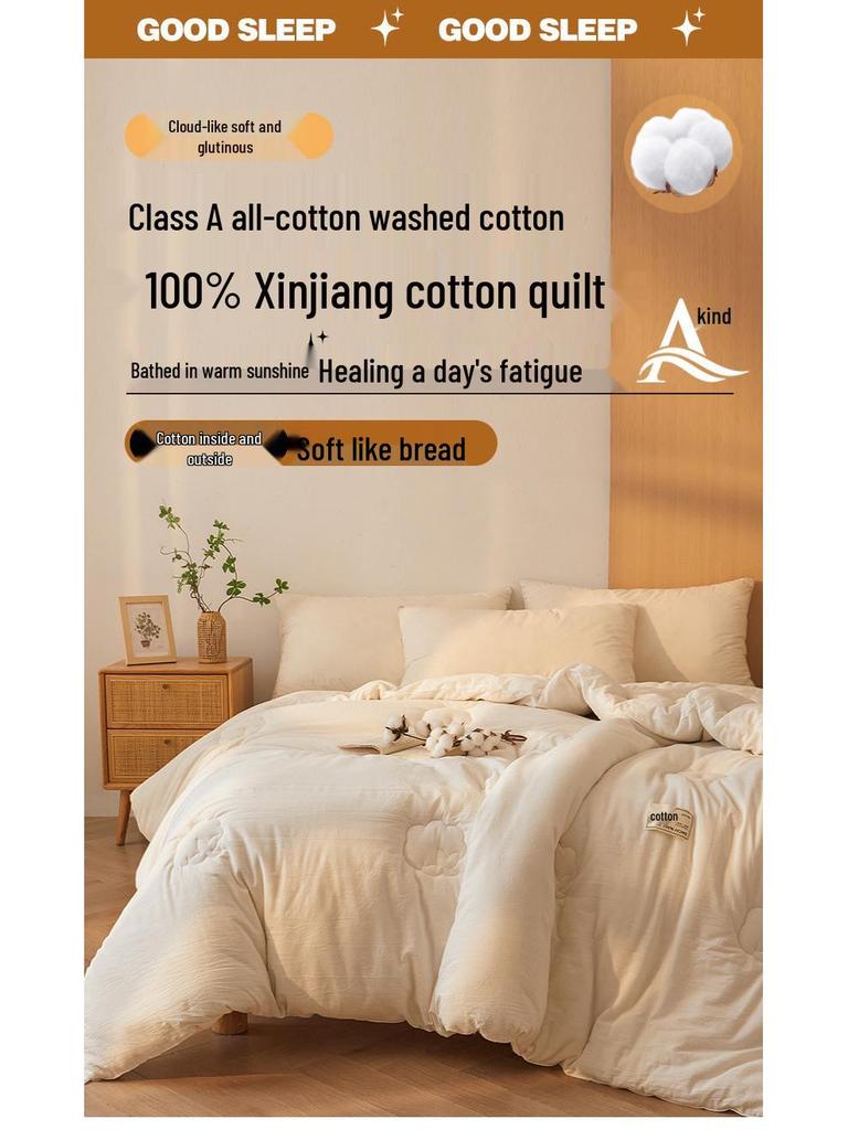 Premium Cotton Quilt: Class A, Single/Double, All-Season, Extra Thick for Winter Warmth