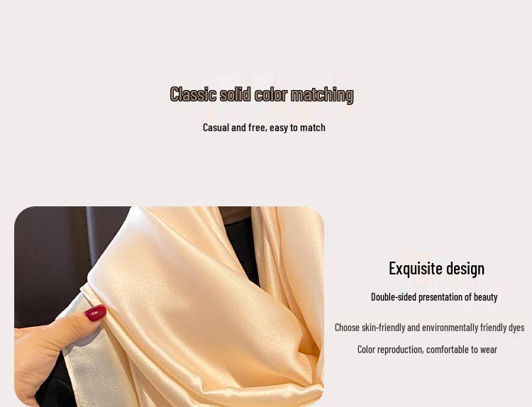 Women's Versatile Long Silk-Like Scarf: Spring Summer Solid Color Neck Tie Accessory