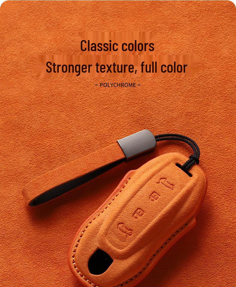 Wildleder Schlüsselabdeckung mit Schnalle für Porsche Macan 4, Passend für 25 Modelle, rein elektrisch & Jincheng Edition