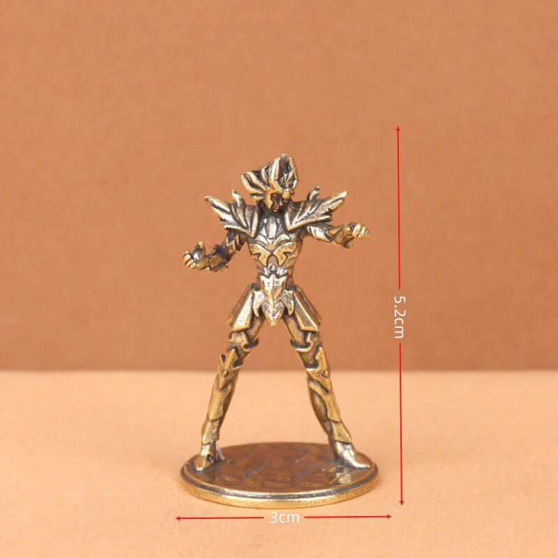 Gold Saint Brass Mini Figures Twelve Zodiac Saint Seiya Ornament Cartoon Model Desktop Decoration Copper Gift