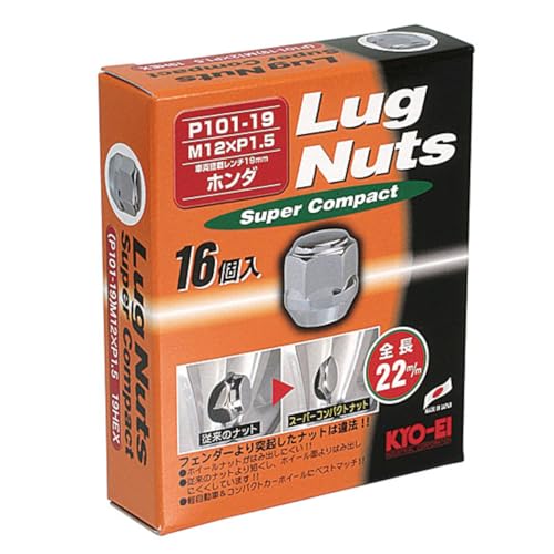 KYO-EI [Kyoei Sangyo] Lug Nut Super Compact [Quantity: 16 Pieces] [Bag Type 19HEX] M12 X P1.5 P101-19-16P