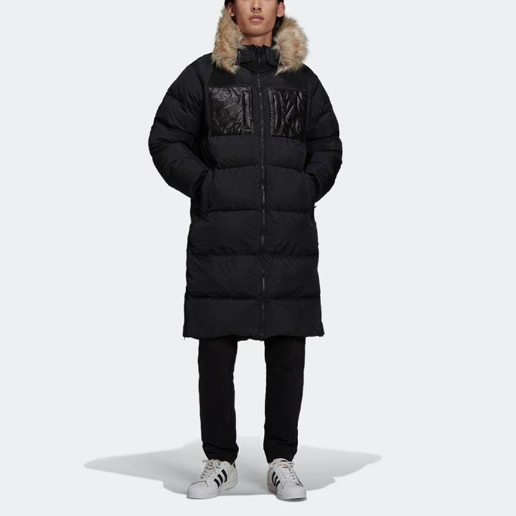 Adidas Regen Puff Long Casual Warm Hooded Down Jacket Men Outerwear Black H11803
