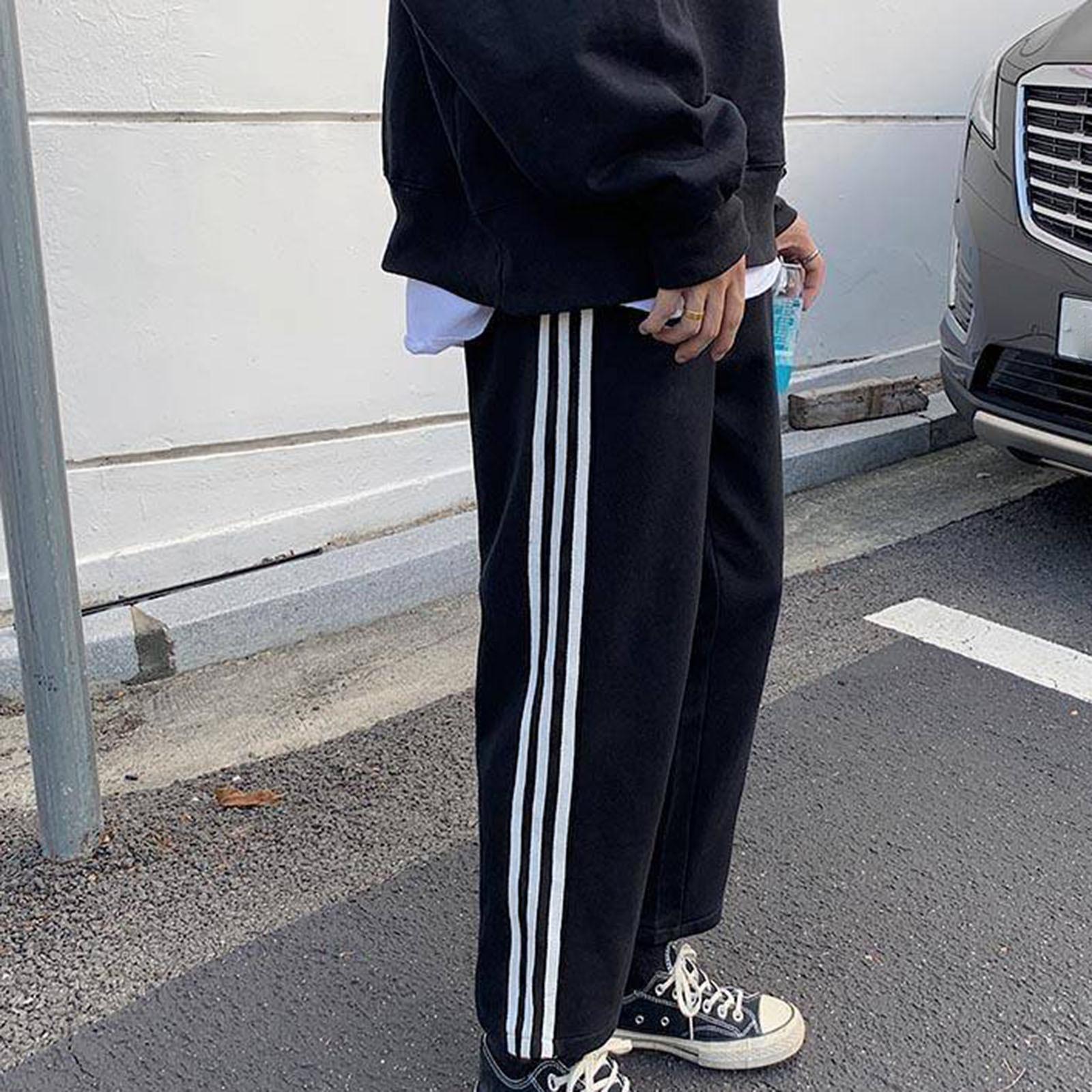 

Мужские спортивные штаны, повседневные брюки, прямые свободные спортивные штаны большого размера, студенческие спортивные брюки L чёрный