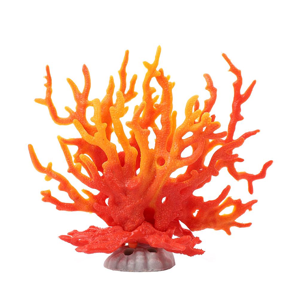 Ornamental Coral Fish Tank Decor: Ironwood Branch with Artificial Plants for Saltwater Aquarium Scenery