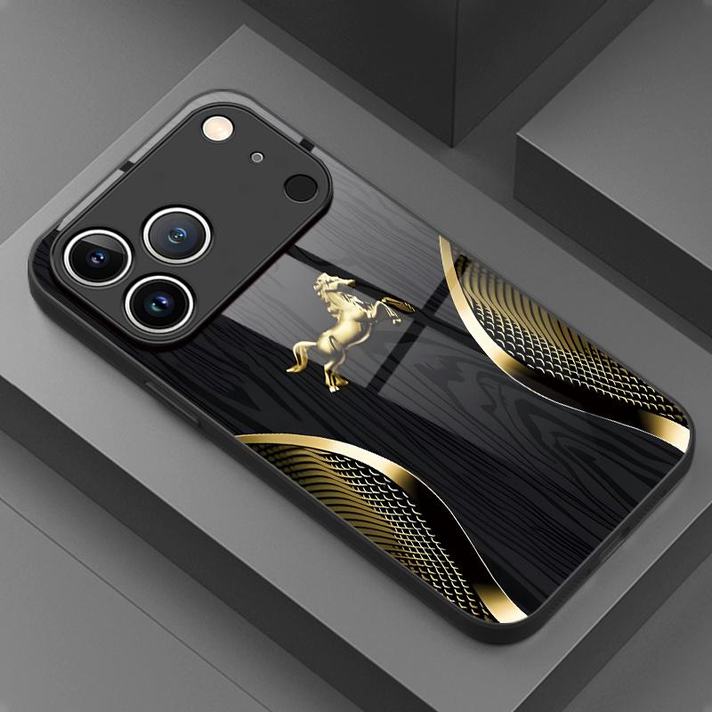 Golden Galloping Horse Wood Grain Texture Pattern Phone Case for Iphone 17 17Pro 17Promax 17Air 16 16Pro 16Promax 16Plus 16E