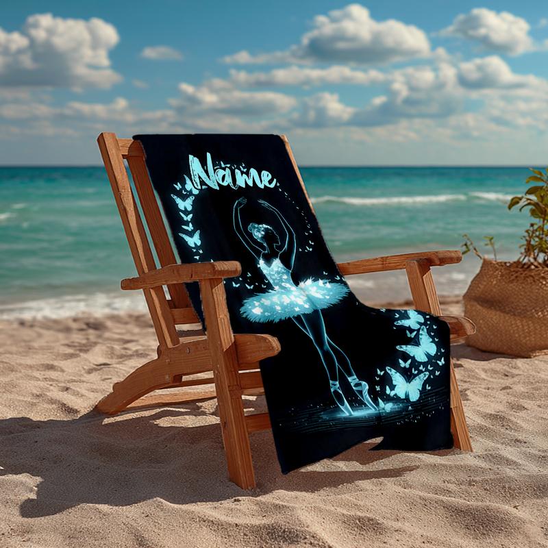 Custom Name Ultra-Soft Beach Towel with ballet Theme,Ideal for Pool - Camping, Diving - Perfect Travel Essential, Vibrant Beach Towel.
