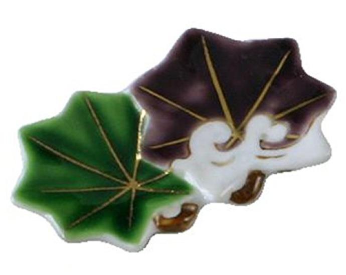 Set of 5 and chopstick 5 Yoshiyama Wave Maple hhn489 Kyo-yaki Kiyomizu-yaki rests, colors, 5.5cm, pattern,