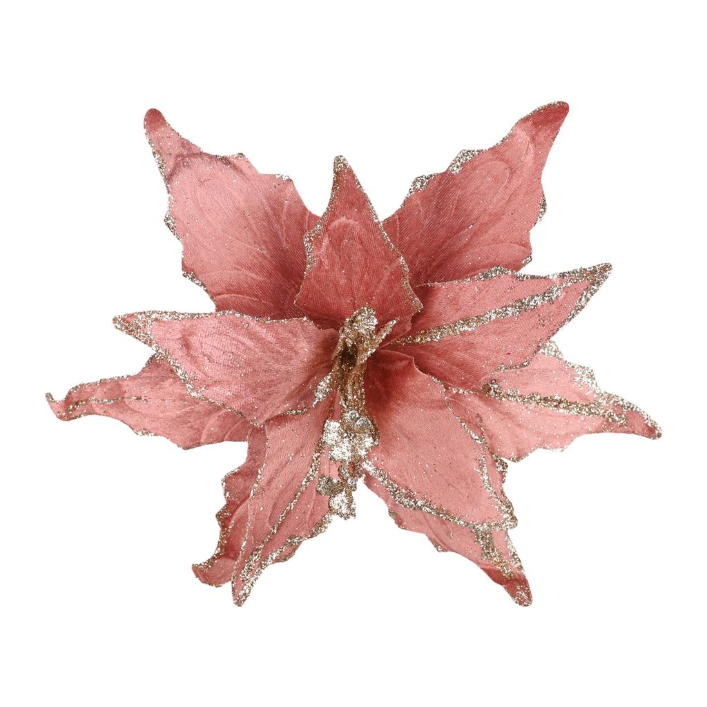 28cm Glitter Christmas Flower Artificial Christmas Tree Decoration Party Home Decoration Fake Flowers Xmas Garland Ornaments
