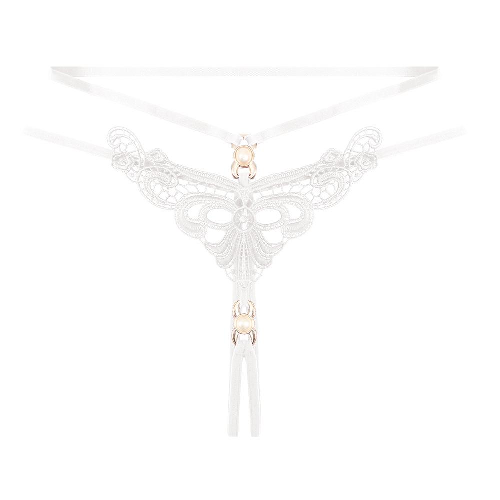 Stimulating Panties Women's Hot Hollowed-out Embroidered Pearl Yin Sm Bundled Tuning Open File Free Temptation Thong