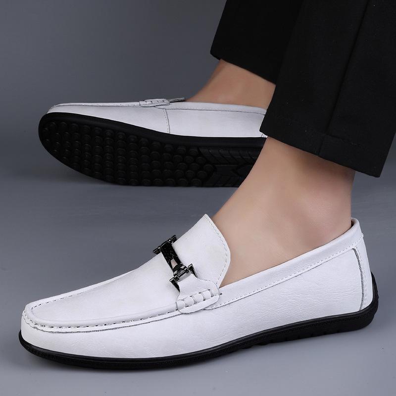 Men's Leather Slip-On Loafers - Casual Flat Driving Shoes In Large Sizes