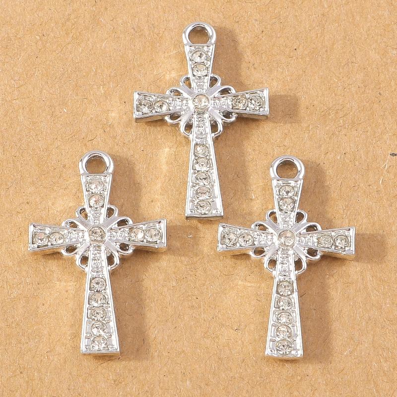 

10pcs Luxury Crystal Rhinestones Religious Cross Charms Pendants for Jewelry Making Necklace Earrings DIY Accessories Supplies