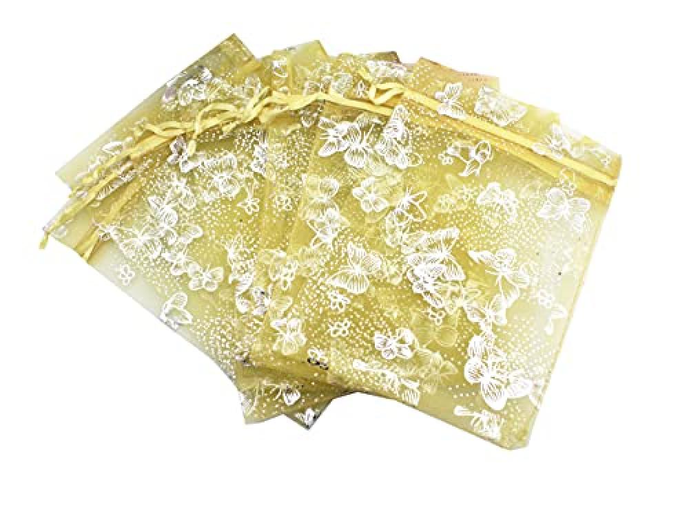 25 Pieces 3 Sizes Hot Stamped Butterfly Bags Jewelry Gift Bags Candy Bags Drawstring Wedding Bags Hot Stamped Gauze Bags Organza Bags Spice Bags AVE