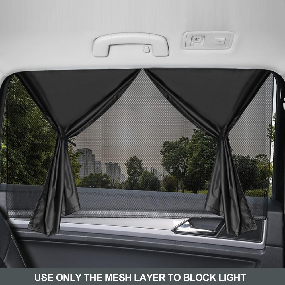 Magnetic Dual- Layer Car Sun Shade Curtain Mesh Window Shade Sun Protection Heat Blocking