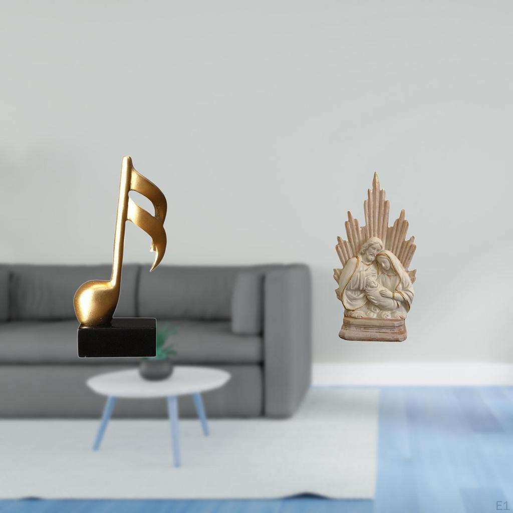 Resin Music Note Sculpture Figurine Creative Tabletop Ornament Centerpiece Holy Family Classic