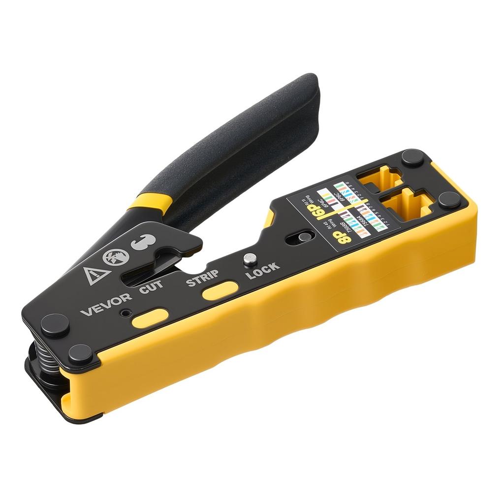 Crimping Tool, RJ45/RJ11/RJ12 Ethernet Crimper, Crimp Tool Kit for 4/6/8-Pin Modular Plugs, with Mini Wire Stripper, 50 Connectors and 50 Boots,