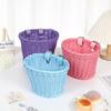 Kids Bike Basket Woven Imitation Rattan Bicycle Handlebar Basket Front Storage Basket for Kids Bike Scooter Toys Snacks Drinks