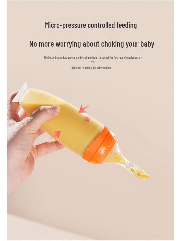 Silikonowa butelka do karmienia dziecka z miękką łyżeczką do karmienia kaszką