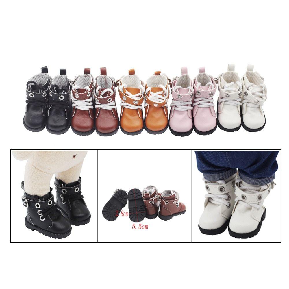 1 Pair PU Leather 20cm Cotton Doll Shoes Casual Wear 20cm Doll Leather Boots  Kids Gifts