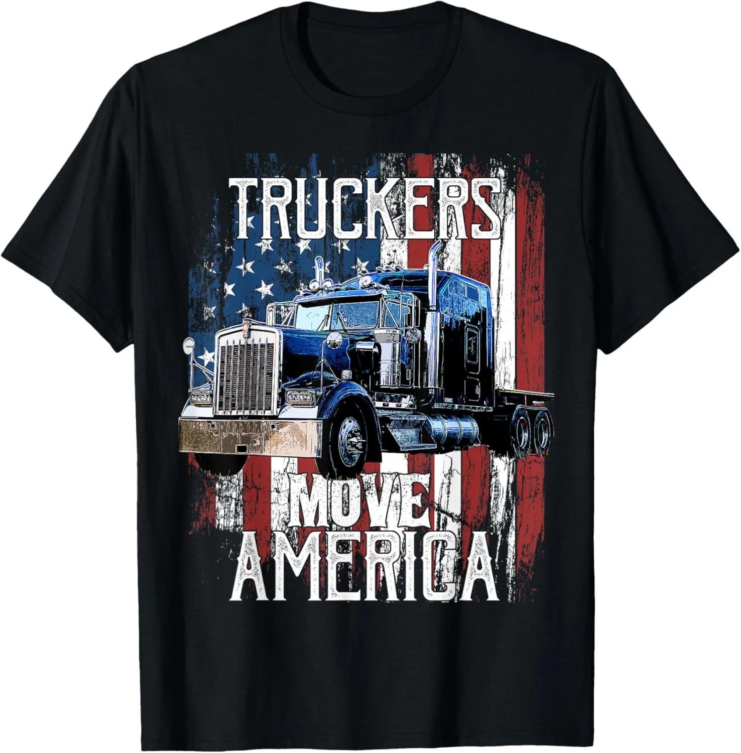Funny Trucker American Flag Truck Driver Shirt Truck Driver Gift Unisex T-Shirt 3XL