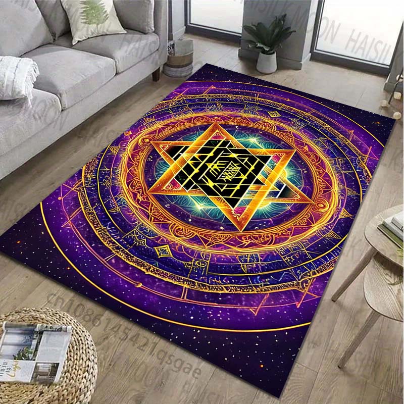 1PC Symbol Sri Yantra Patter Carpet for Living Room Bedroom Bedside Bathroom Floor Mat Area Rug Kids Room Play Mat for Gift