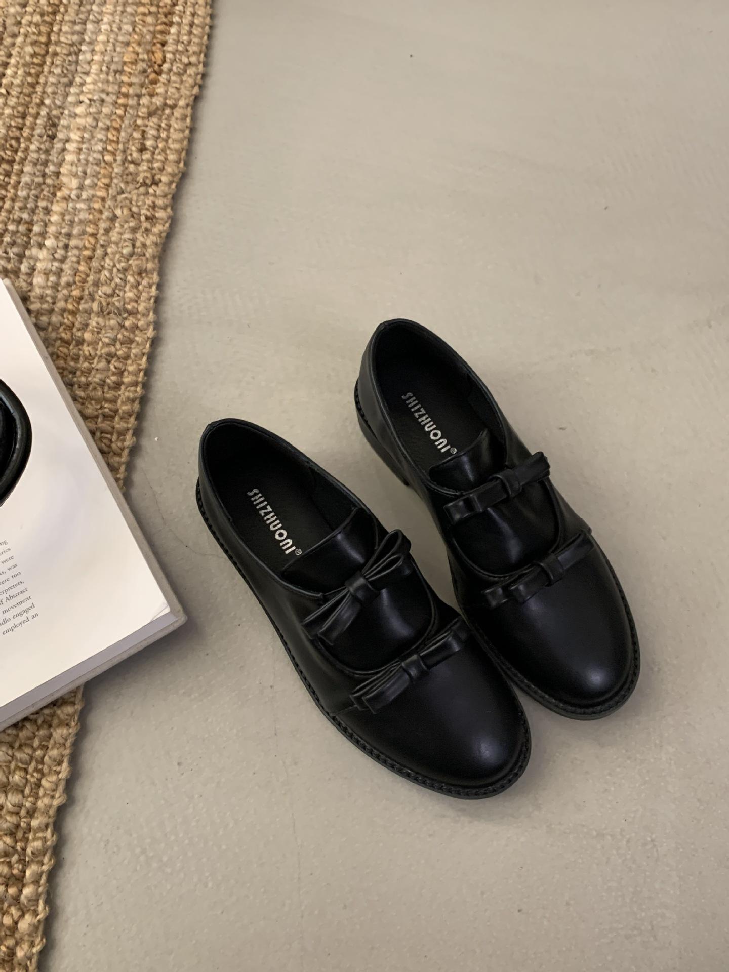 

Fashion IPPEUM Mary Janes Shoes For Women Round Toe Bow Pumps 2025 New Fashion Loafers Shoe 225 чёрный