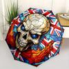 British Flag Stained Skull DecorUmbrella, Portable 3-Fold Compact Umbrella,Christmas Gift ES658