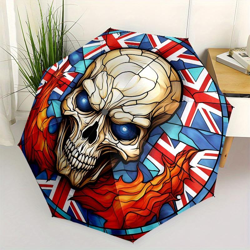 

British Flag Stained Glass Skull Wall Art Decor Umbrella, Christmas Gift Y163