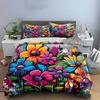 Colorful Floral Art Decor Set Bedding Set with 1 Duvet Cover 2 Pillowcases Single Double King Queen, Gift