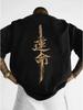Oversized Thick T-Shirt with Hieroglyph Print of Samurai Sword