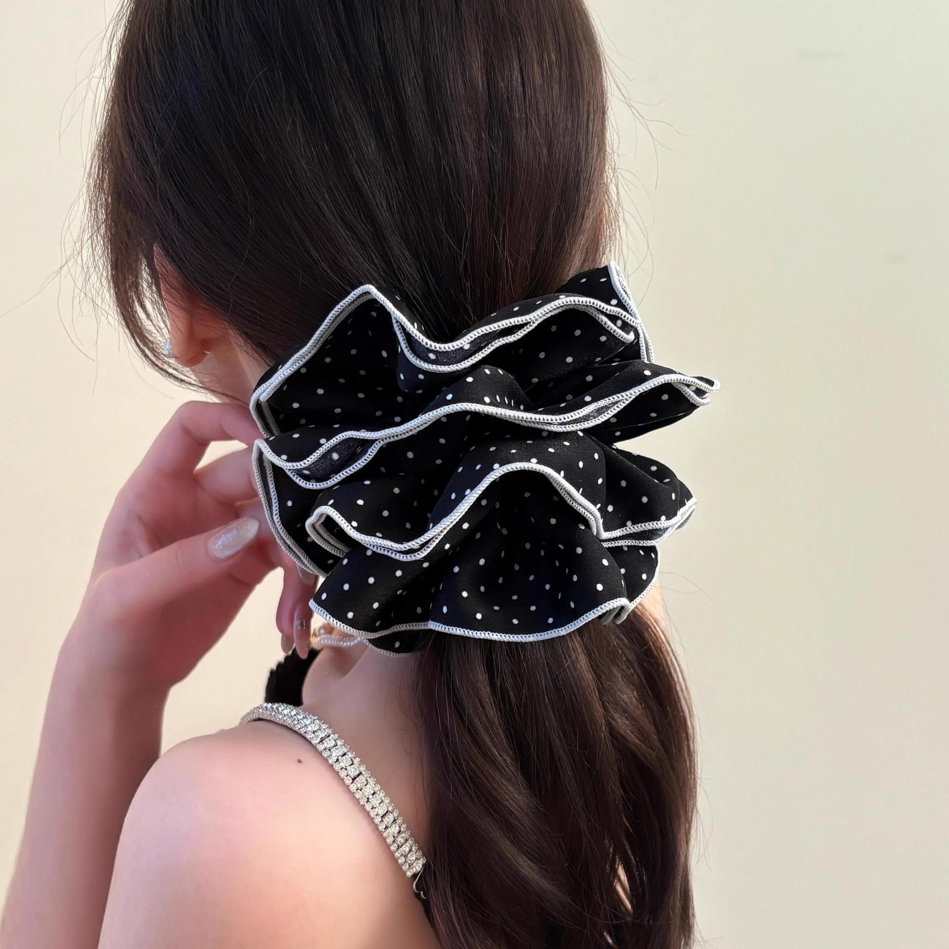 French Polka Dot Hair Tie: Elegant, Versatile, and Fashionable Women s Ponytail Accessory