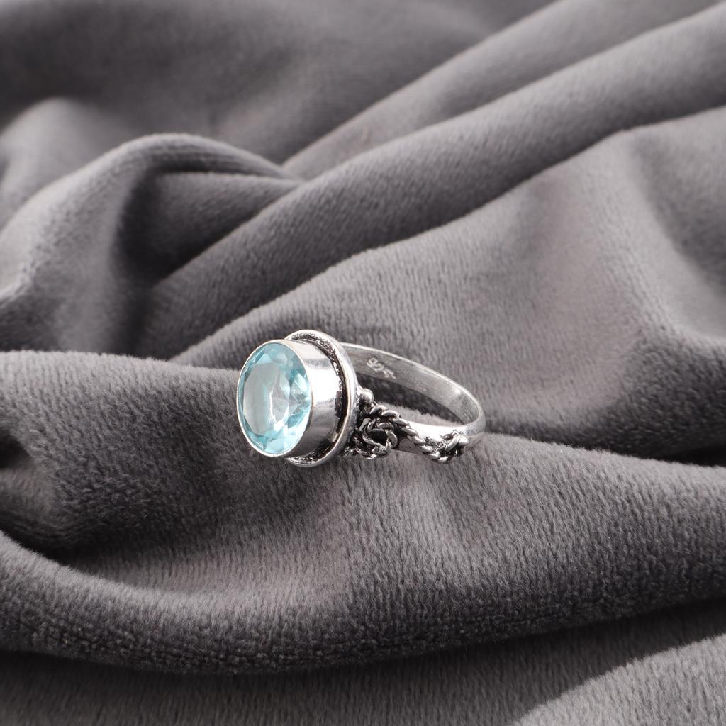 Sky Blue Topaz Gemstone Ring, Handmade Gorgeous Jewelry, 925 Solid Sterling Silver Jewelry, Everyday Ring For Wedding Gift